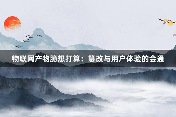 物联网产物臆想打算：篡改与用户体验的会通
